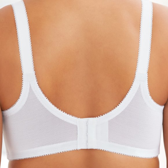 Set Of 3! 42i Glamorise COMFORT LIFT Bra (COTTON-LINED) Wireless LACE WHITE NEW - Picture 5 of 15